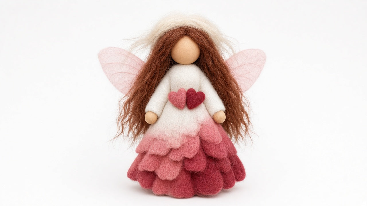 Amora - felted wool fairy portrait