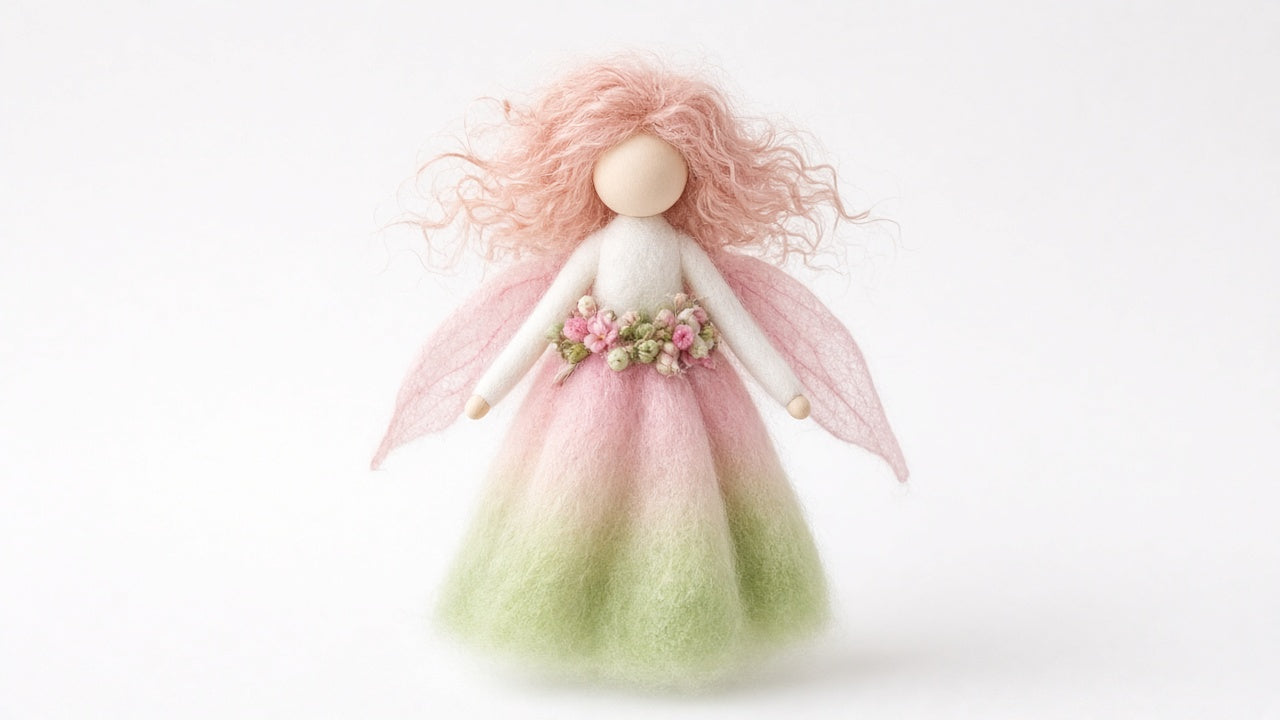 Bloom - felted wool fairy portrait