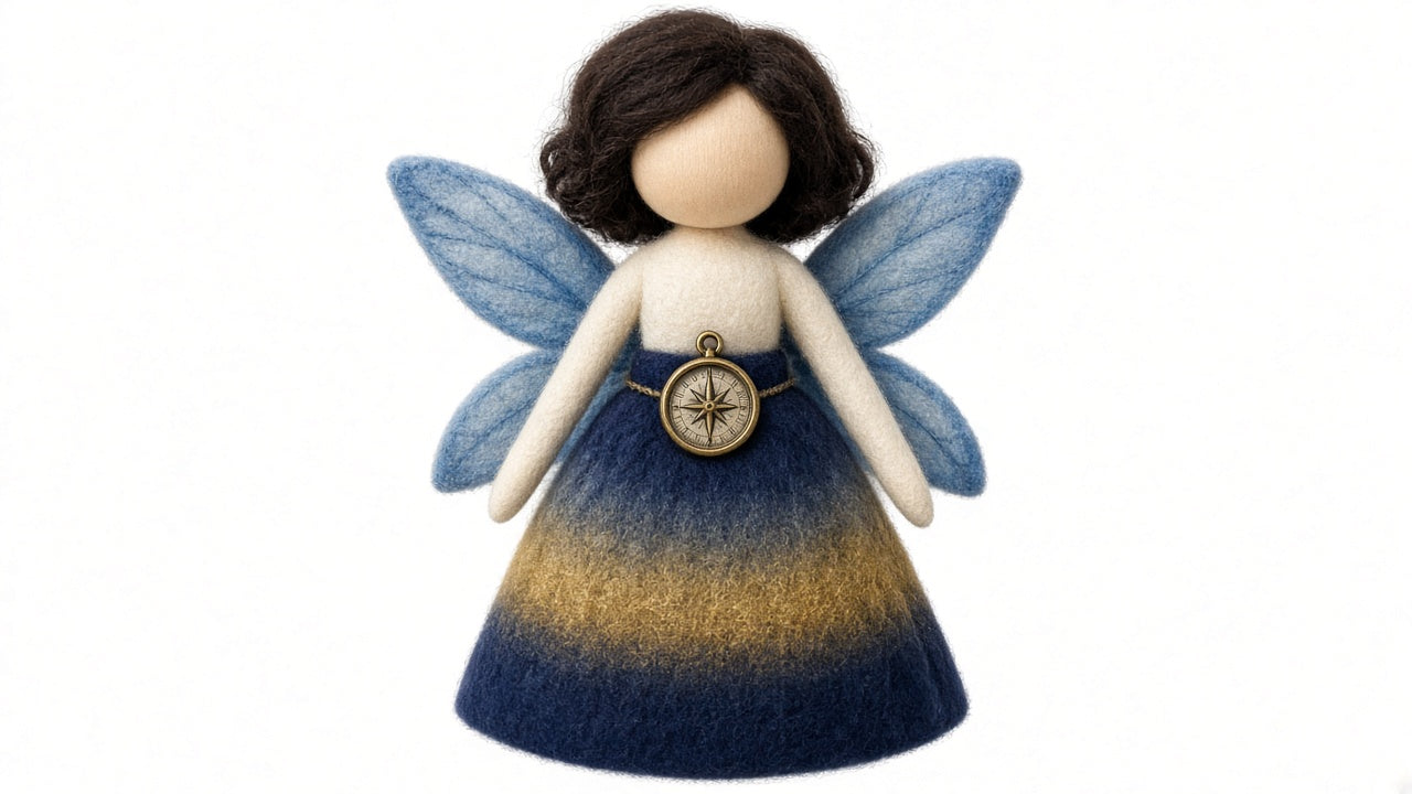 Compass - felted wool fairy portrait
