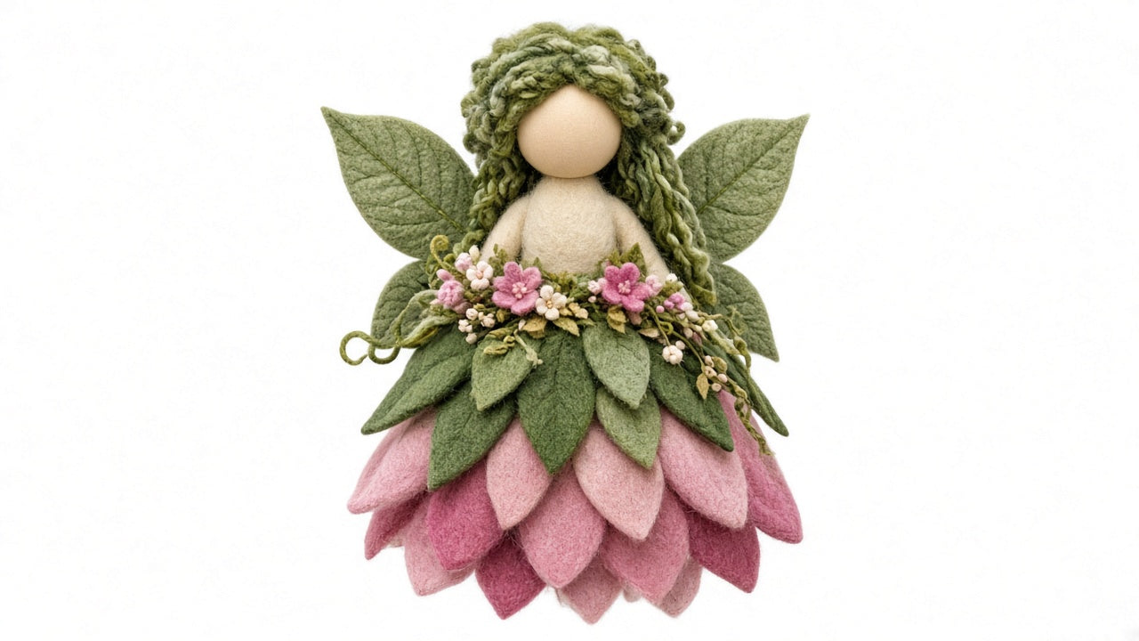 Fern - felted wool fairy portrait