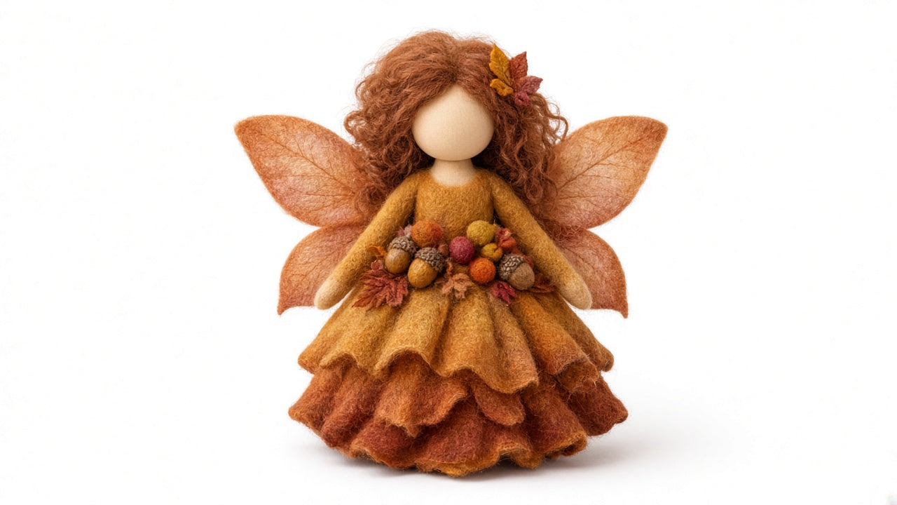 Harvest - felted wool fairy portrait