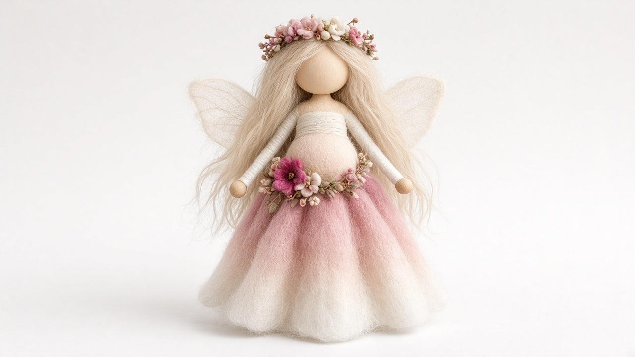 Mary - felted wool fairy portrait