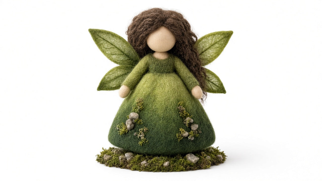 Moss - felted wool fairy portrait