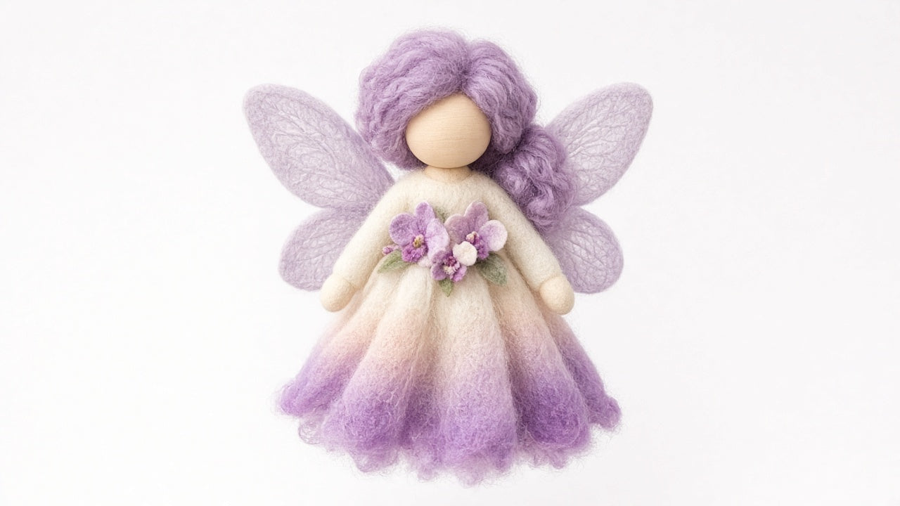 Orchid - felted wool fairy portrait