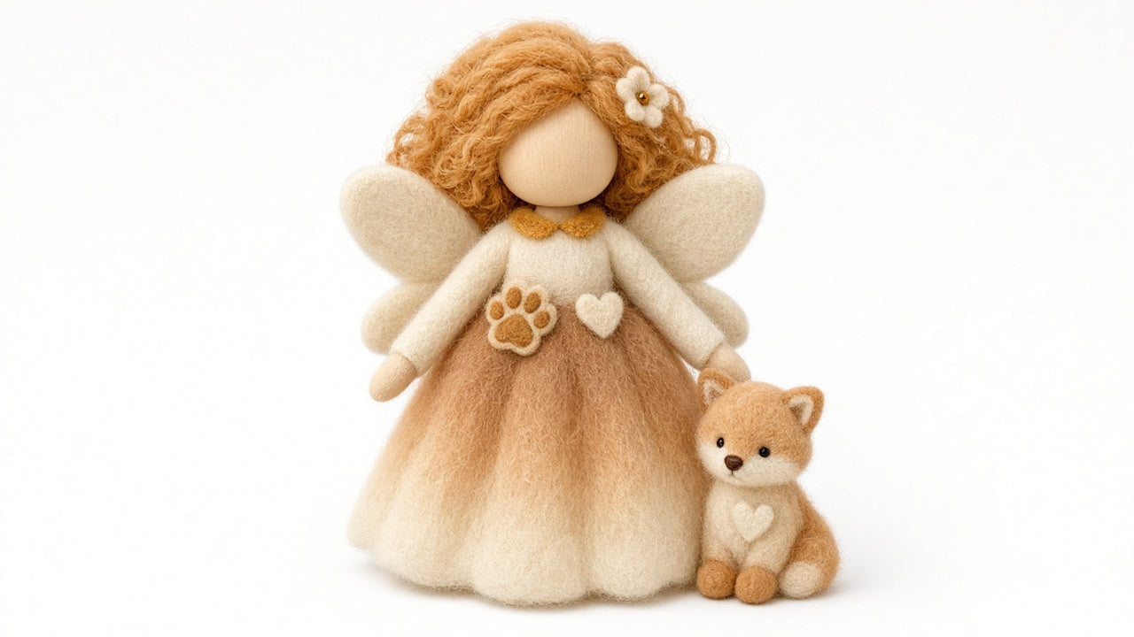 Paw - felted wool fairy portrait