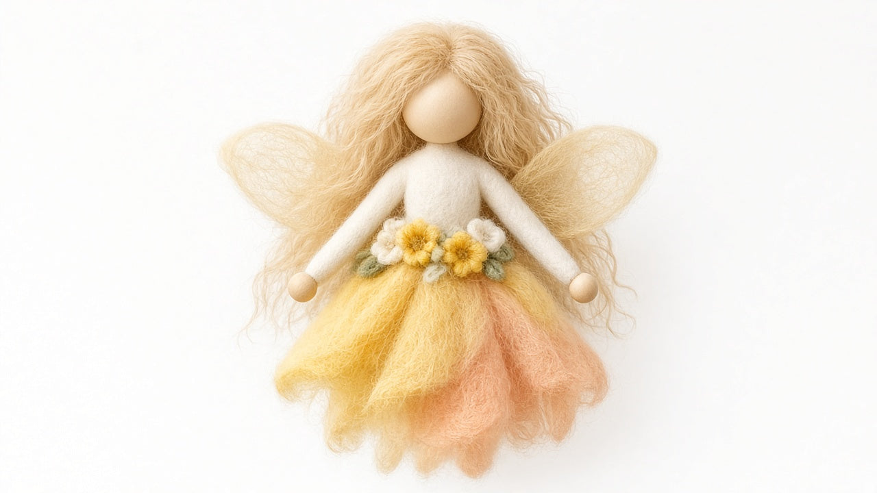 Pip - felted wool fairy portrait