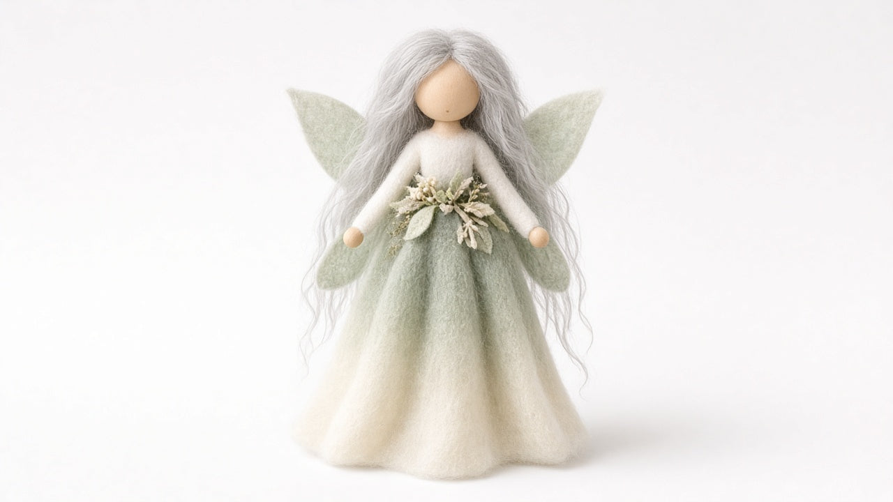 Sage - felted wool fairy portrait