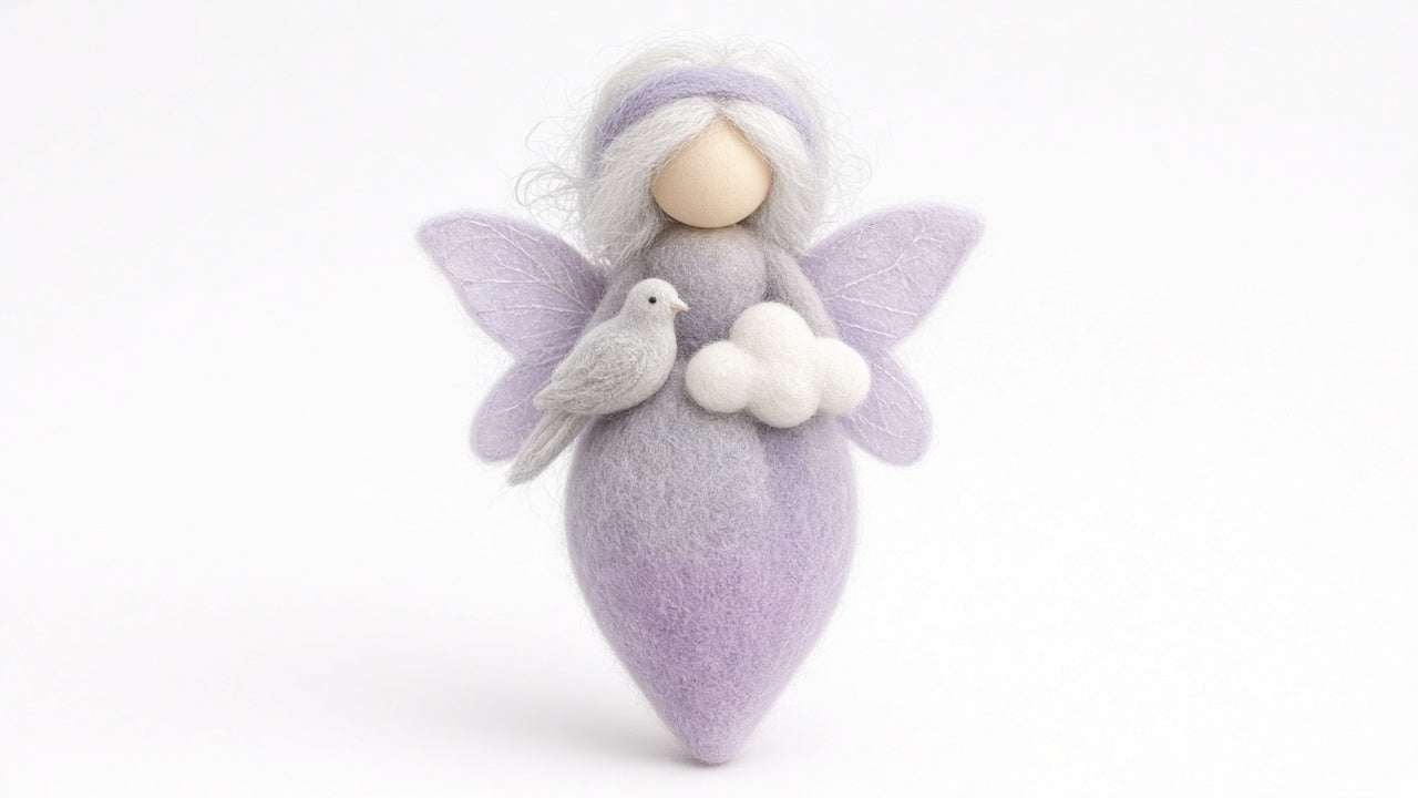 Solace - felted wool fairy portrait