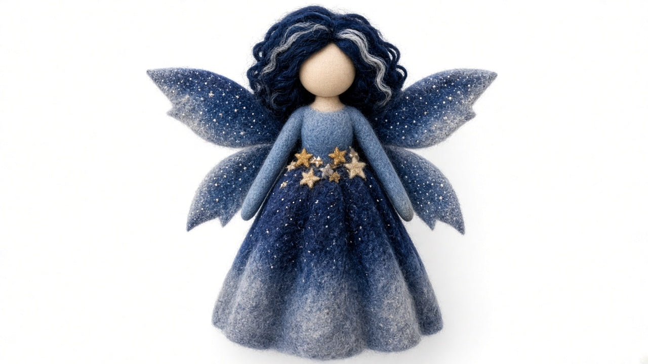 Stella - felted wool fairy portrait