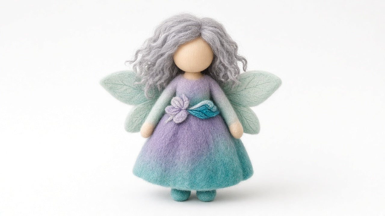 Tide - felted wool fairy portrait