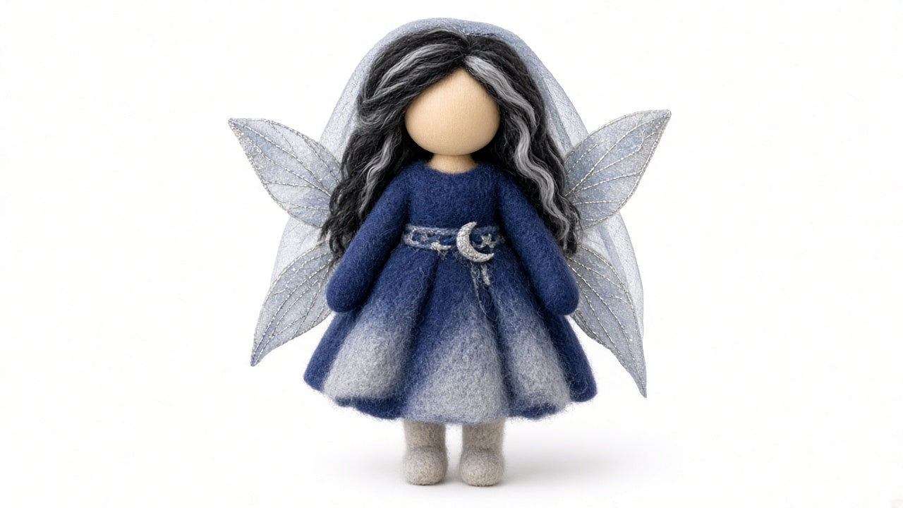Veil - felted wool fairy portrait